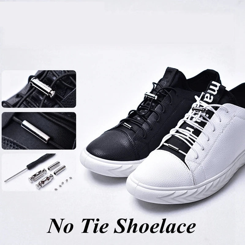 No Tie Elastic Shoelaces with Metal Lock - Quick & Easy for Kids and Adults!