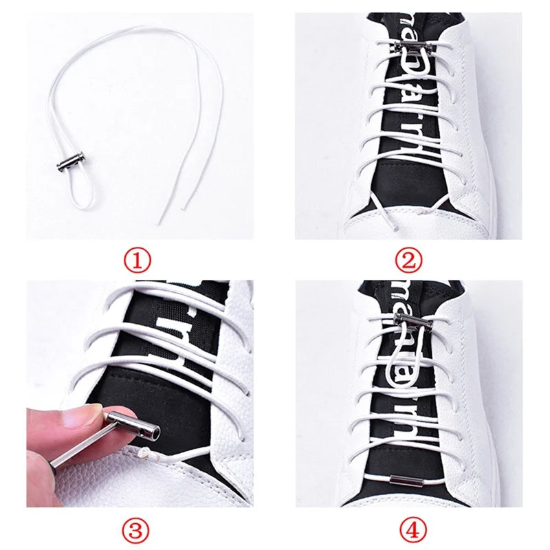 No Tie Elastic Shoelaces with Metal Lock - Quick & Easy for Kids and Adults!